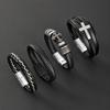 Cross Leather Bracelet Braided Leather Bangle Personality Men's Cross Bracelet  Gift