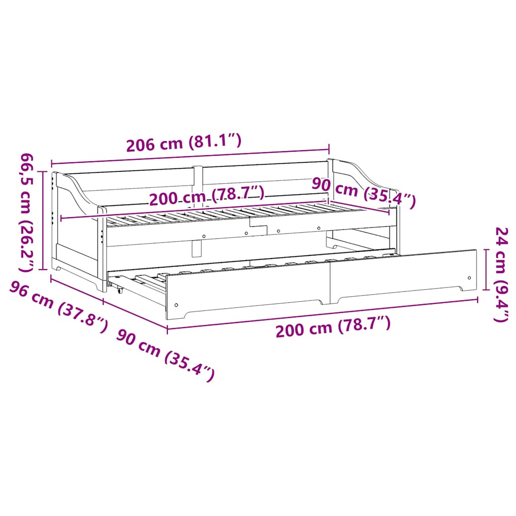 Daybed Extendable Without Mattress IRUN 90 x 200 cm