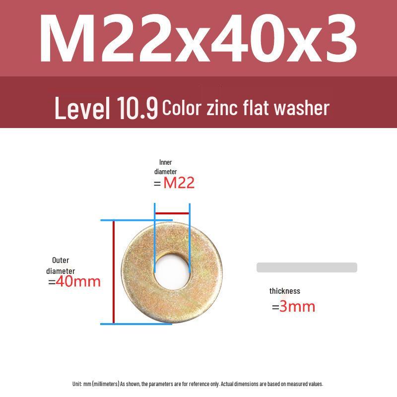 Yigu High-Strength Color Zinc Flat Washer: Enlarged & Thickened M6-M24 Screw Washer