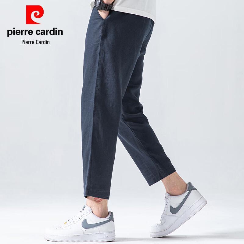 Pierre Cardin Men's 100% Linen Straight-Leg Cropped Pants