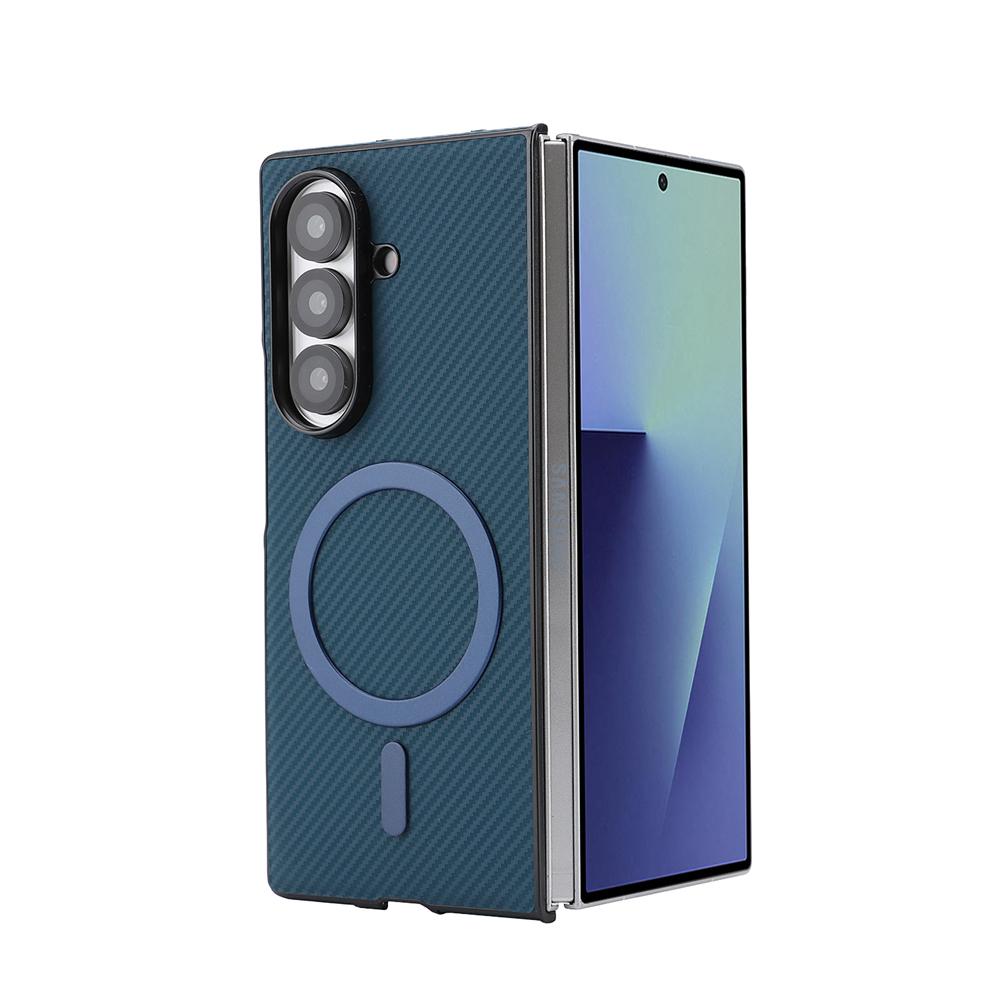 Ударопрочный Ультратонкий Кожаный Чехол из Углеродного Волокна Для Samsung Galaxy Z Fold 7 6 5 4 3 Ретро Бизнес Магнитный Для Magsafe Чехол