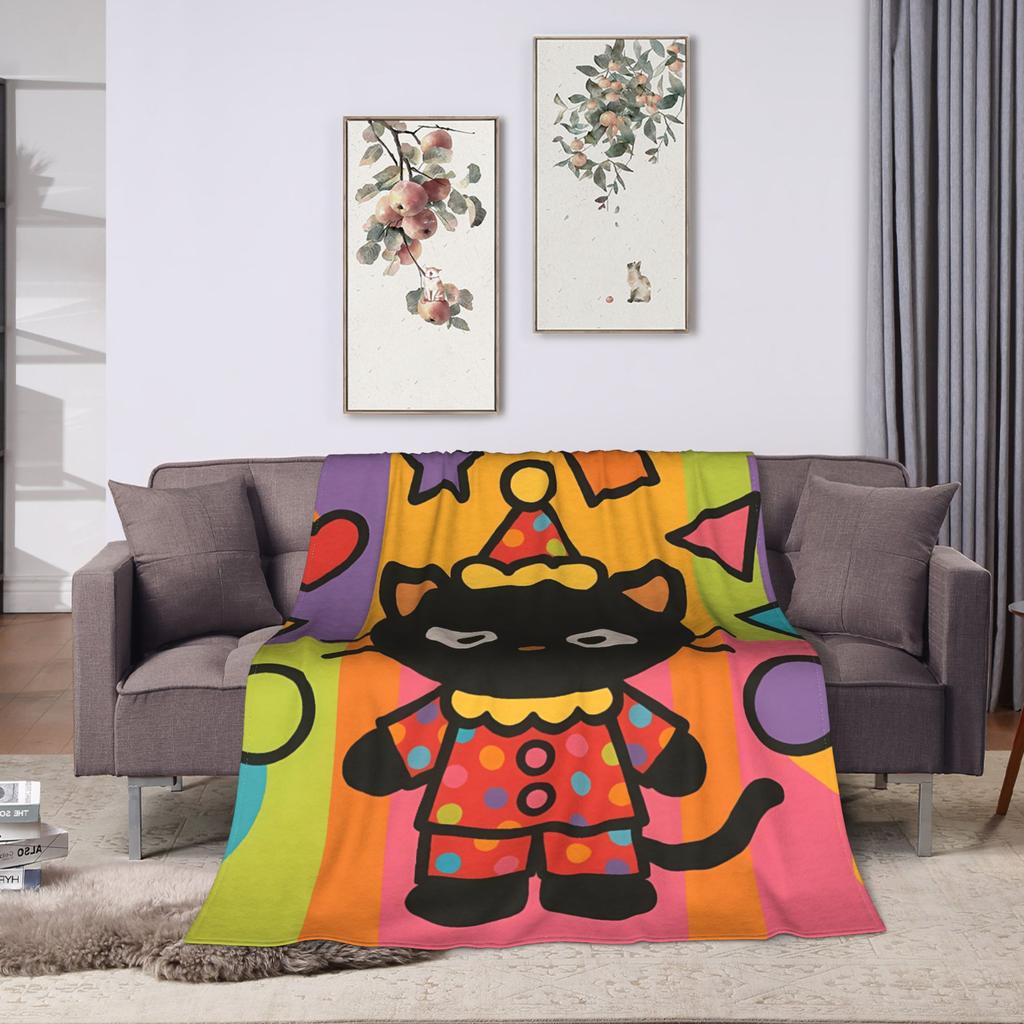 Cute Chococats Blanket Black Cat Warm Soft Street Trend Plush Bedding Throws For Kids Living Room Flannel Bedspread Bed Cover