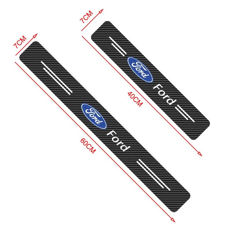 4pcs Car Door Sill Scuff Protective Stickers Carbon Fiber Auto Styling Decals For Ford Focus 2 3 MK4 Mondeo Fiesta Ecosport Kuga AY3