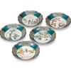 Waza No Kura Plate Set: Stylish Kutani Ware Small Plates (5-Piece Set) with Flower and Bird Designs. Ceramic Japanese Tableware. Made In Japan.