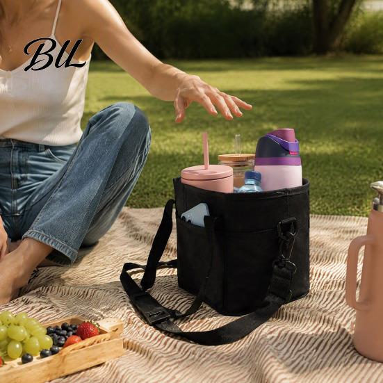 Collapsible Cup Carrier for Parties Beverage Drink Pouch with Adjustable Strap, Reusable Waterproof 4 Multi Group Orders Holder, Foldable Portable