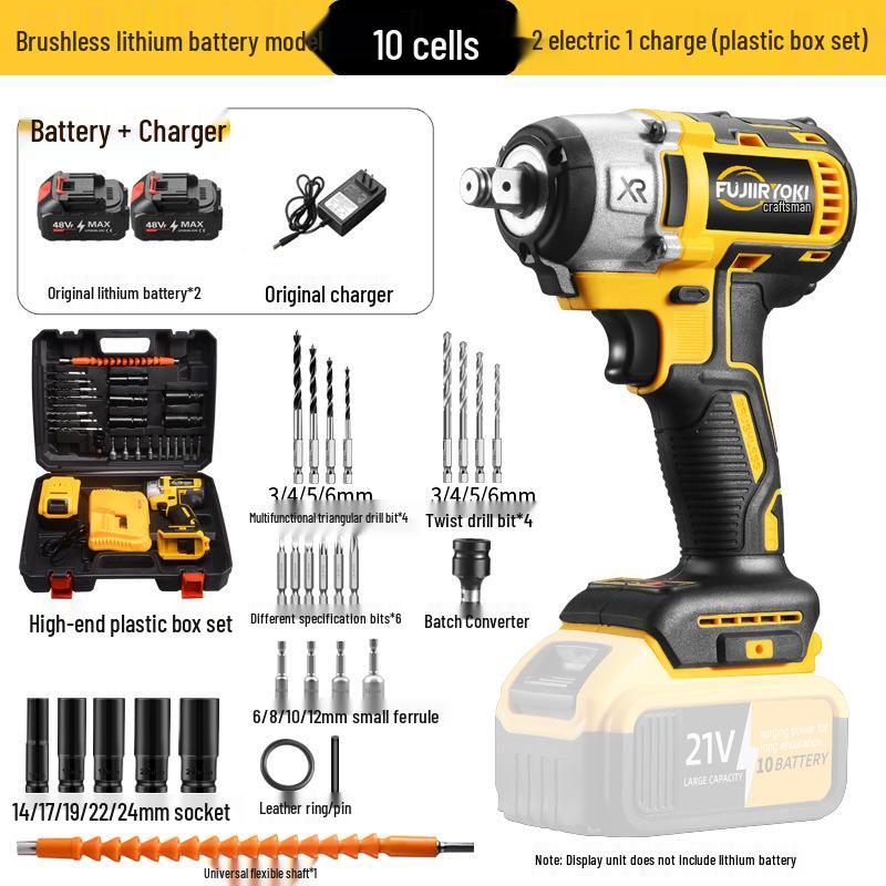 Бесщеточный электрический ударный гайковерт с высоким крутящим моментом и литиевой батареей для авторемонта