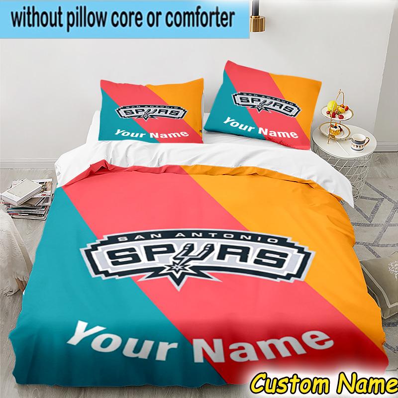3pcs Custom Name San Antonio Logo Bedding Set Includes 1 Duvet Cover & 2 Pillowcases for All Seasons Dormitory Home Decor Christmas gifts