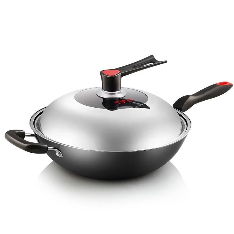 COOKER KING Cast Iron Flat Bottom Wok