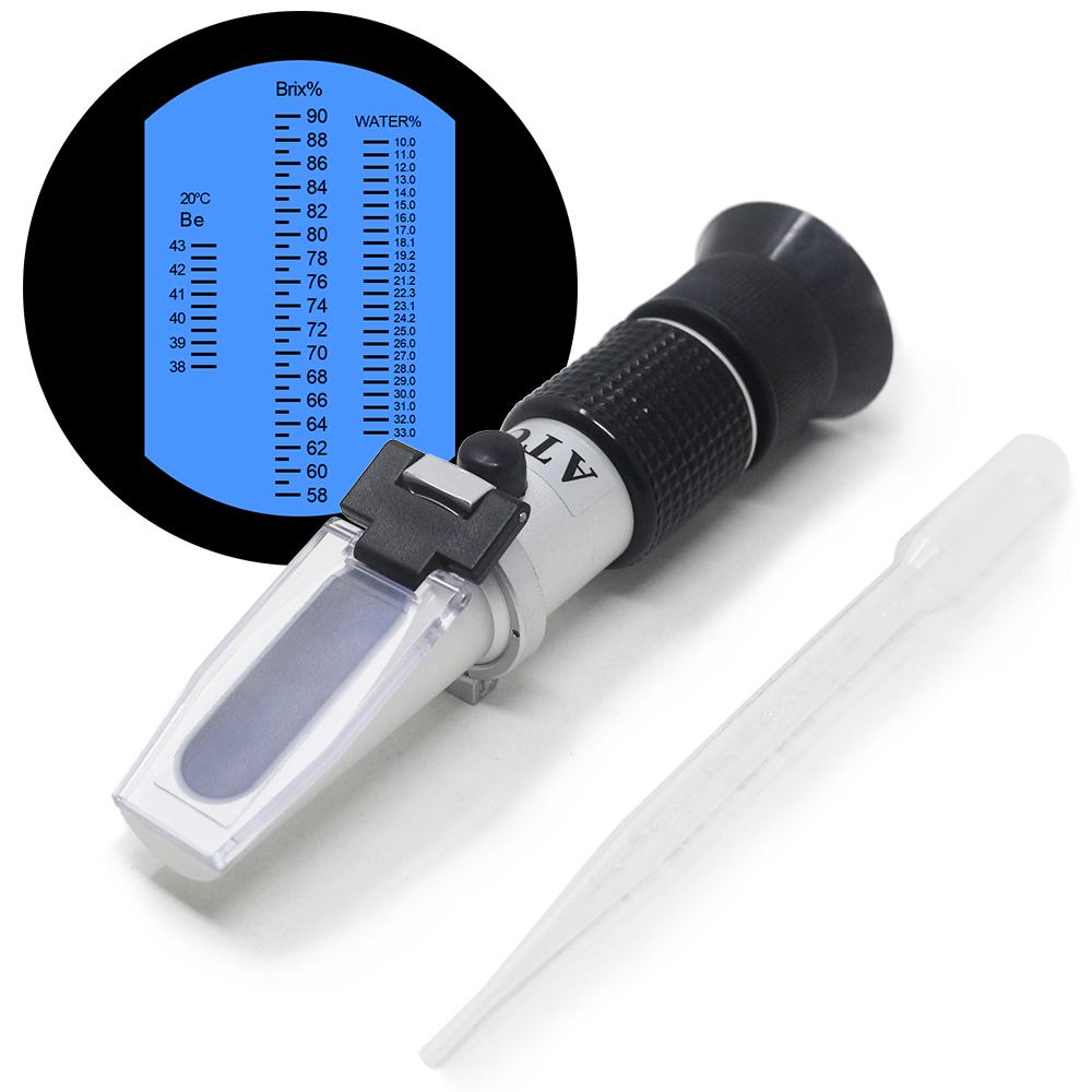 Рефрактометр для меда 58-90% по шкале Брикса для пчеловода Ручной тестер воды для сахара Baume с коробкой