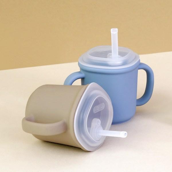 Edison Self Silicone Two-Handed Straw Cup 200ml, Blue, 1 Piece