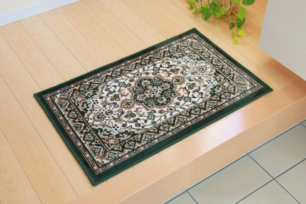 Ikehiko Entrance Mendel 67 x Dynasty Washable Mat, Green, Approx. 110cm, Pattern, Frame, #2027770