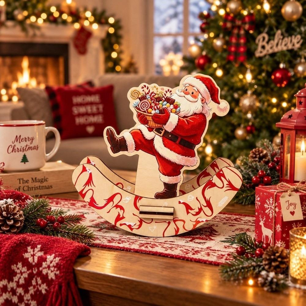 DIY Handmade Christmas Desktop Decor Wooden Santa Claus Ornaments Holiday Table Decor