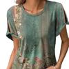 Весенне-летняя новая женская повседневная и удобная футболка с короткими рукавами и принтом в этническом стиле