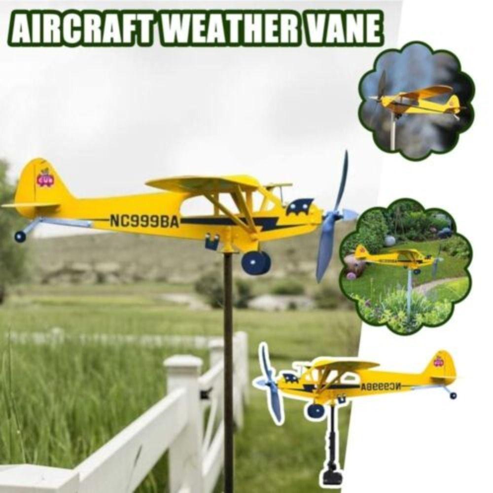 Metal 3D Windmill Wind Direction Compass Airplane Weathervane Garden Decoration Weather Vane