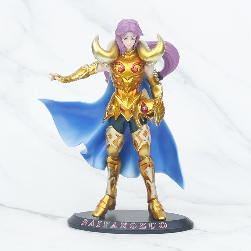 Cheap  Anime Gold Saint Seiya Aquarius Aries Pisces  aquarius Cancer Leo PVC Action Figure Collectible Model Toy 19-21cm