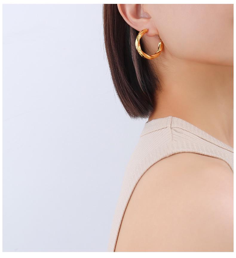 Геометрические полые ретро серьги-кольца с переплетением - Титановая сталь, Не тускнеют