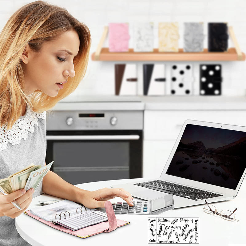 PU Leather Budget Binder With Cash Envelopes Pockets Zip Small French Budget Pouch Binder For Saving Money A6 Planner Organizer