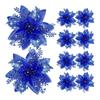 12Pcs Glitter Poinsettia Christmas Ornaments with Clips Stems Artificial Flowers for Xmas Tree Wedding