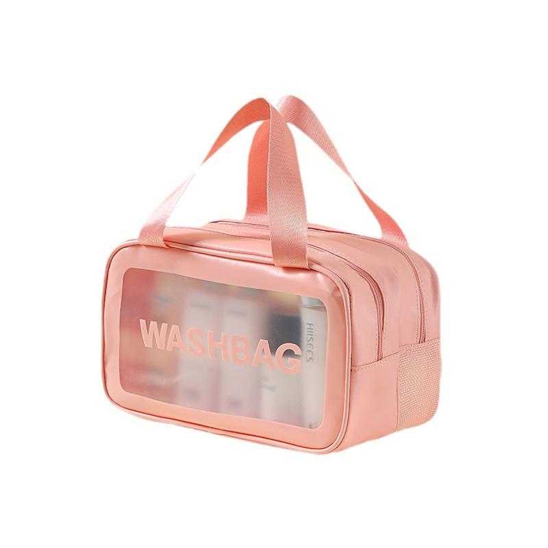 Women's Waterproof Large-Capacity Travel Makeup Bag with Wet/Dry Separation and Transparent Swim Compartment