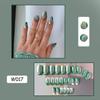 24pcs Detachable Green Gold Lines Style DIY Full Cover Short Oval Fake Nails French