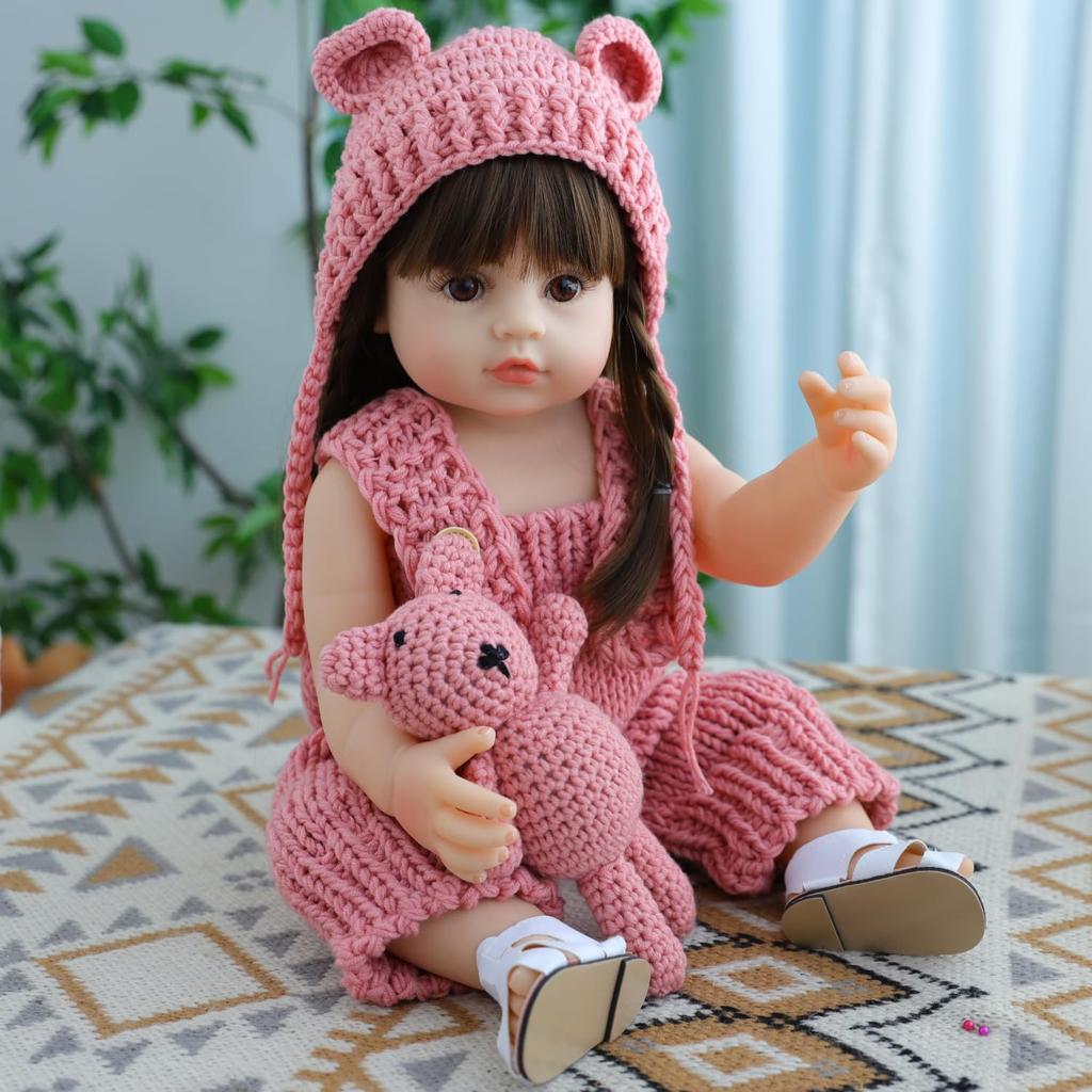 Simulation Reborn Baby 22 Inch 55 Cm Reborn Dolls Lifelike Full Silicone Vinyl Washable Movable Realistic Baby Dolls for Toddlers Reborn Baby Girls