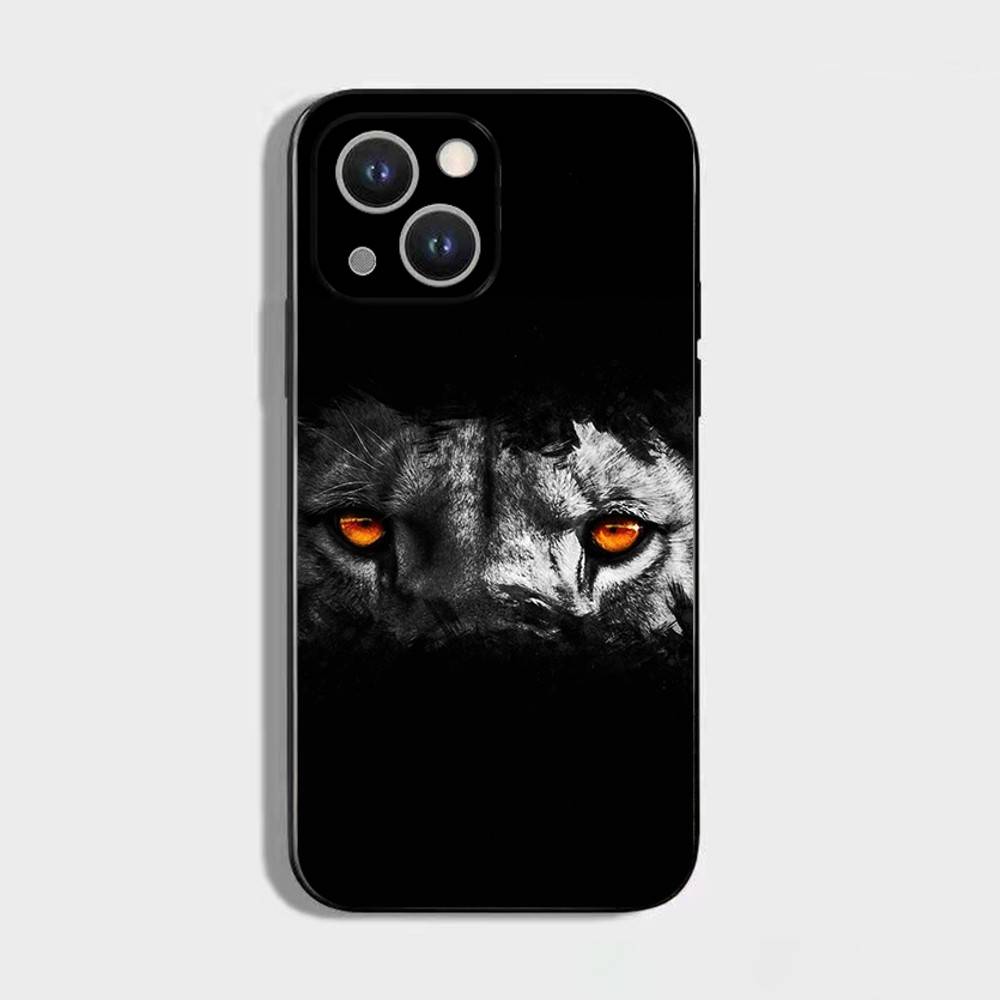 Чехол для телефона с животным Тигр Лев Для iPhone 16,15,14,13,12,11 Plus,Pro Max,XS,X,XR,SE,Mini,8,7,Мягкий Силиконовый Черный Чехол