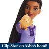 Polly Pocket Mattel Disney Wish Toy: Asha of Rosas Sings Fashion Doll & Star Figure. Features removable clothing for posing and sings "This Wish" in E