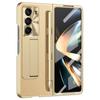 For Samsung Galaxy Z Fold6 5G Case Kickstand Leather+PC Hard Phone Cover with Screen Film and Stylus