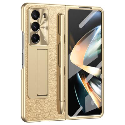 Для Samsung Galaxy Z Fold6 5G чехол с подставкой из кожи + жесткий чехол для телефона из ПК с пленкой для экрана и стилусом