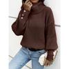 Fall and Winter Women's Caput Mortuum High Neck Knit Sweater