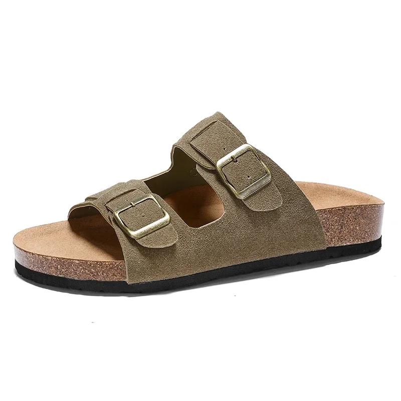 Мужские кожаные сандалии для мужчин, пляжные сандалии, мужские удобные тапочки, оригинальные брендовые туфли, летняя мужская обувь 2025 года, дизайнерская мужская обувь