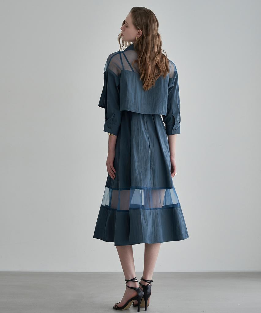 Leni And Mccoy Organza Color Block Shirt Set Dress Mm05Tp002Hjy