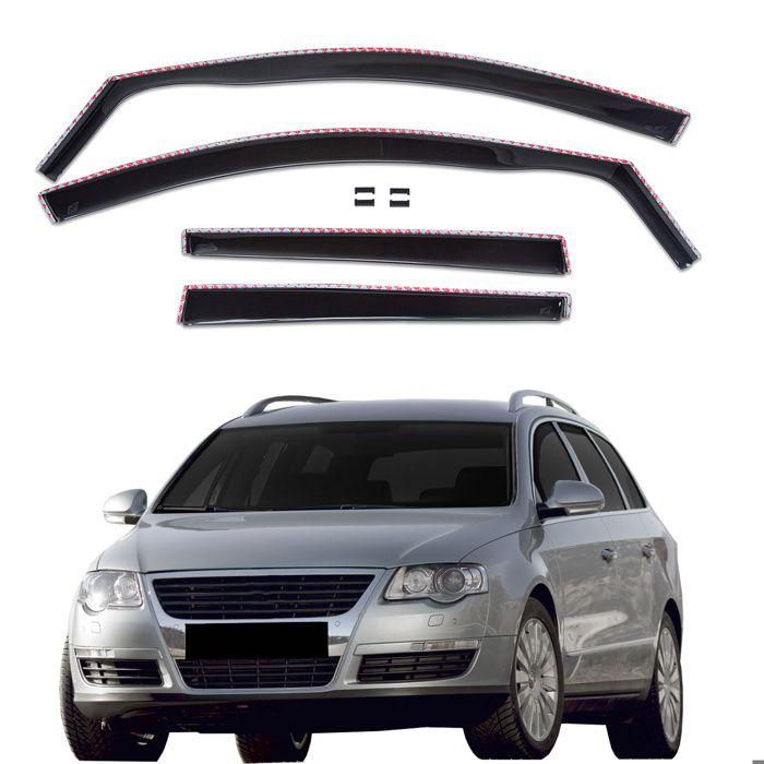 Дефлекторы воздуха - J&J Automotive - Volkswagen Passat B6/B7 - 4 шт. - Аэродинамические - Черный/Тонированный