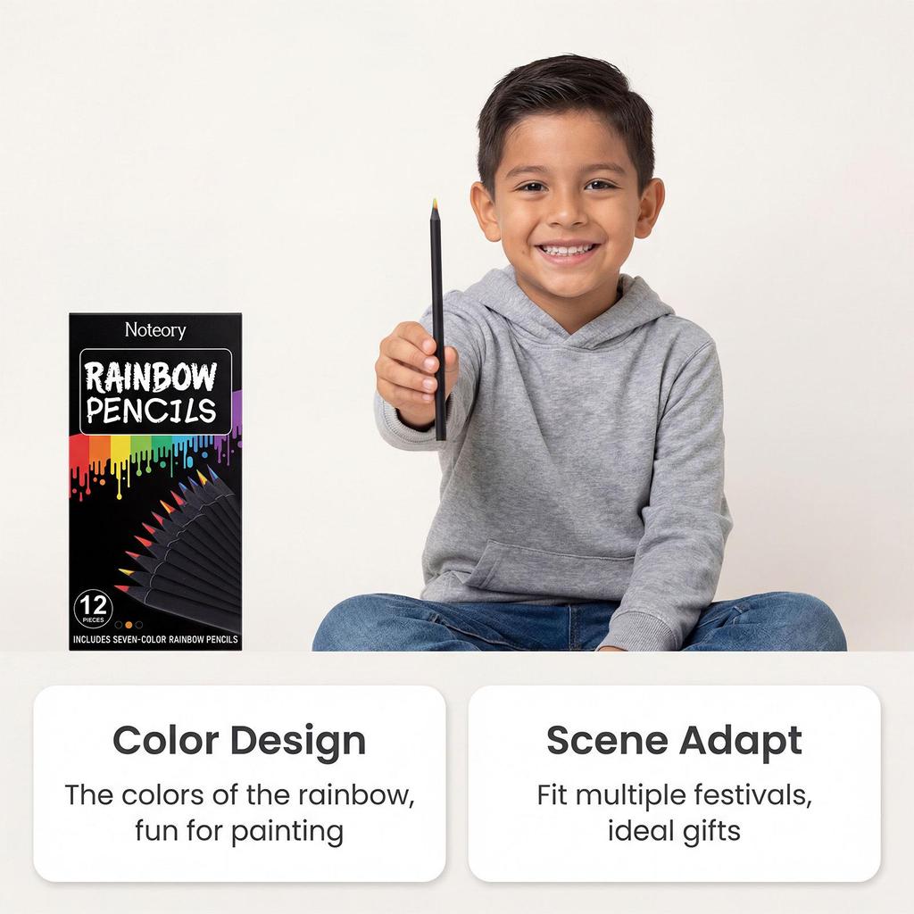 Noteory Multi-Color Rainbow Pencil for Doodling and Painting