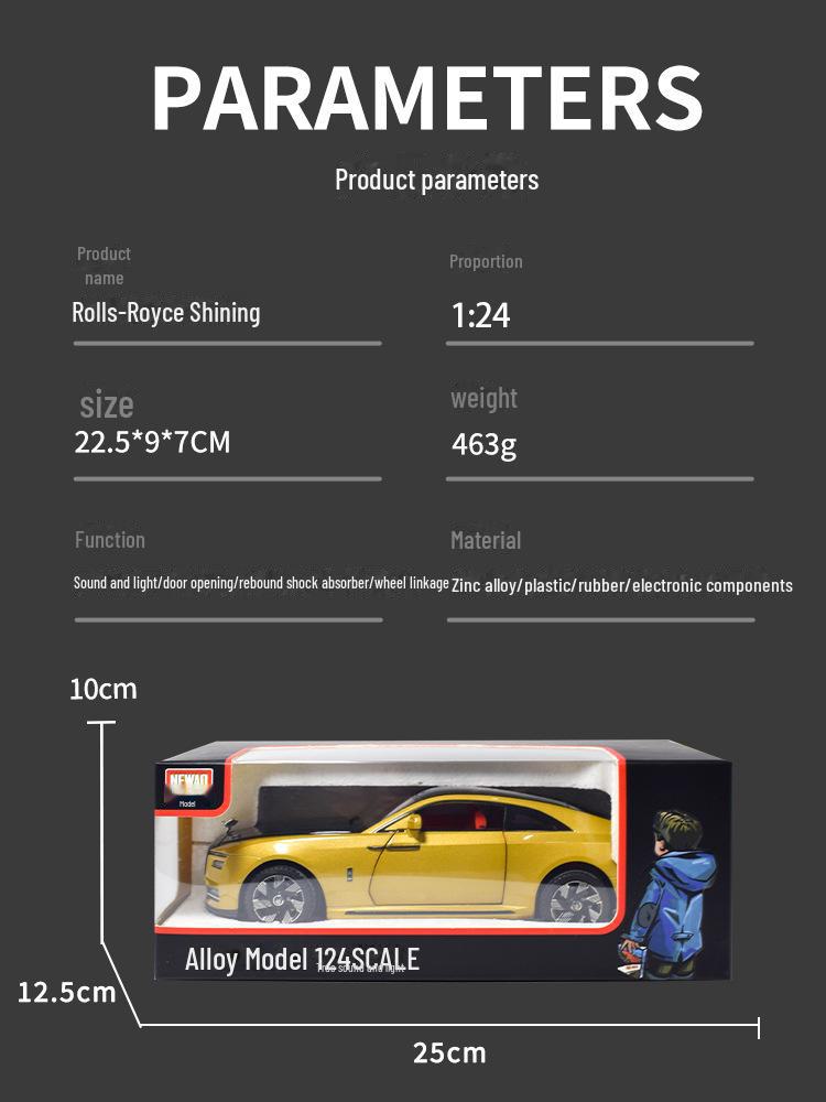 Модель автомобиля Xinao Roll-Royce Shining Alloy в масштабе 1/24 со звуком и световыми эффектами.