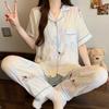 Design sense gradual change smudged pajamas women's spring and summer cartoon dachshund short-sleeved loungewear cloud cotton two-piece set