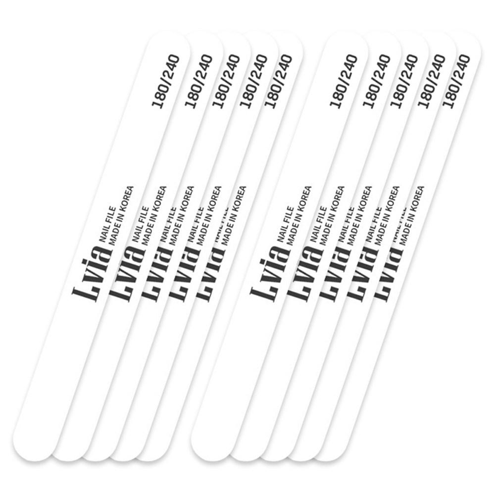Пилочка для ногтей Elvia Wood File 180/240 грит 10 шт Белая