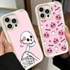 Чехол для телефона iPhone 17 Air 16E 15 16 Pro Max Розовый Стиль Череп Ведьма Чехол 14 Plus 13 12 Mini Мягкий Силиконовый Fundas