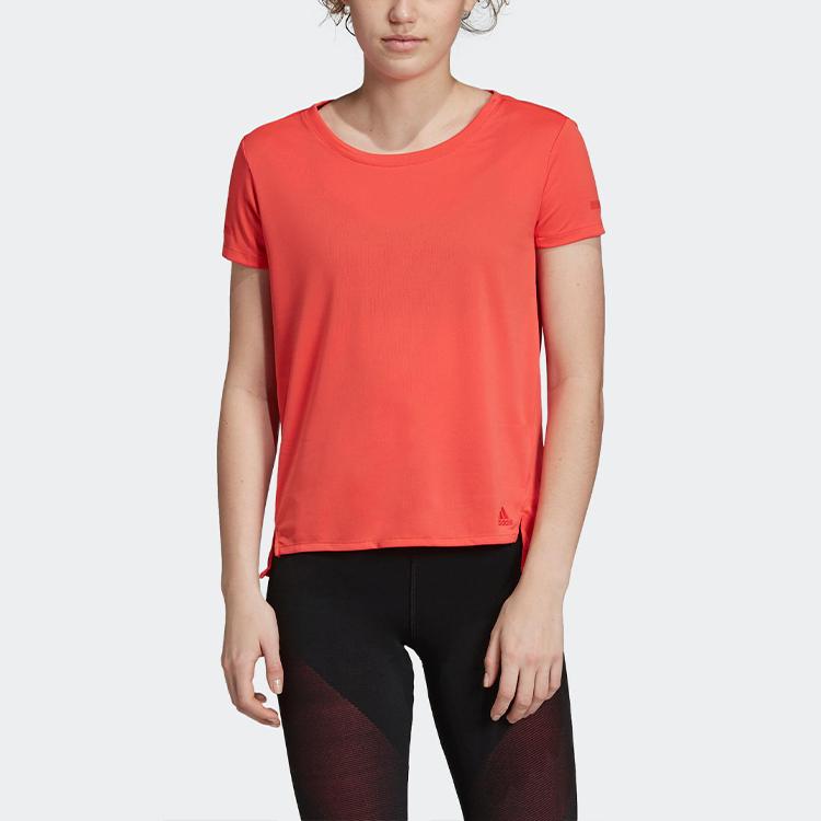 Adidas Quick-Dry Training Casual Sports Round Neck Short Sleeve T-Shirt Women Tops Coral-Pink EI6383
