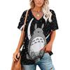 Fashion Women's Top Flowers Print T-shirt Short Sleeve Casual V-neck Tee 5xl Summer Female Holiday Oversized Women Pullover