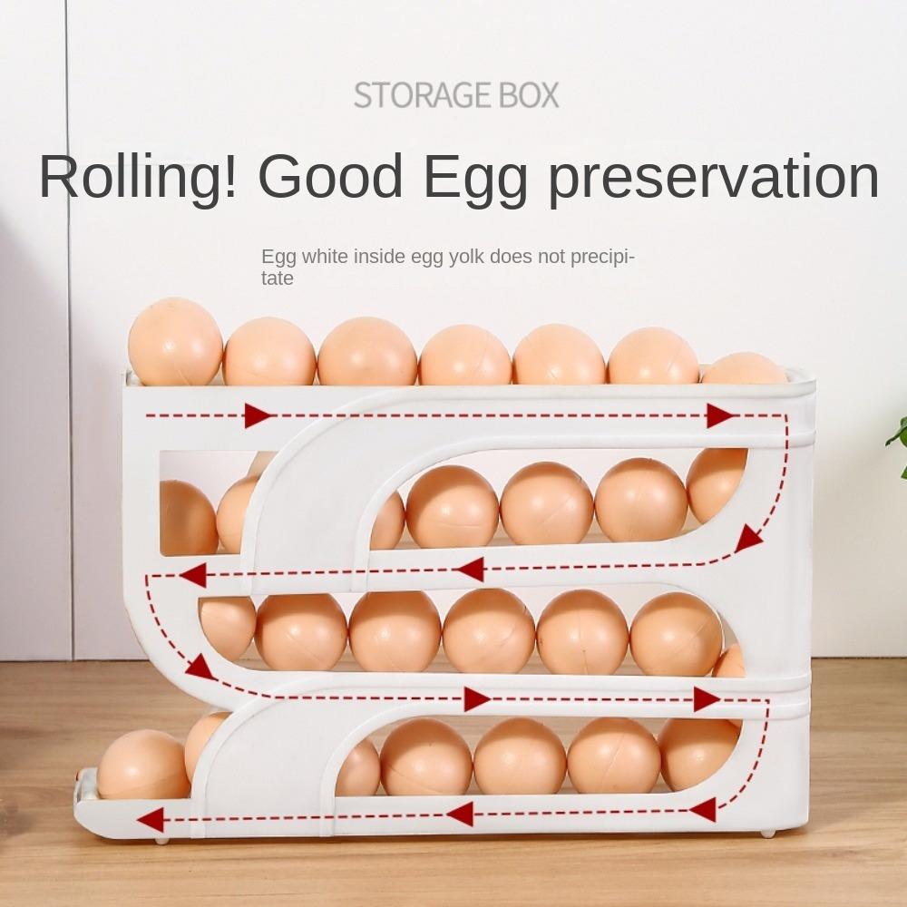 3 Layer / 4 Layer Egg Roller Rack Large Capacity Egg Organiser New Refrigerator Egg Storage Box
