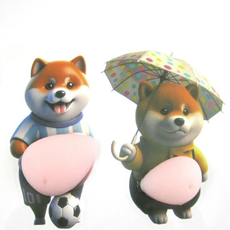2Pcs 3D Belly Pinching Stickers Creative Cartoon Anti-Collision Car Decoration Stickers Pp Butt Sticker Shiba Inu Dog Decoration