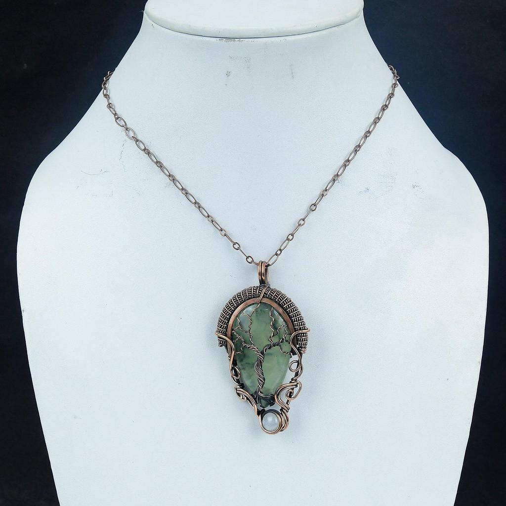 Украшения из пренита, Подвеска, обернутая медной проволокой 999 пробы, Украшения из драгоценных камней ручной работы, Подарки для жены, Совершенно новая подвеска