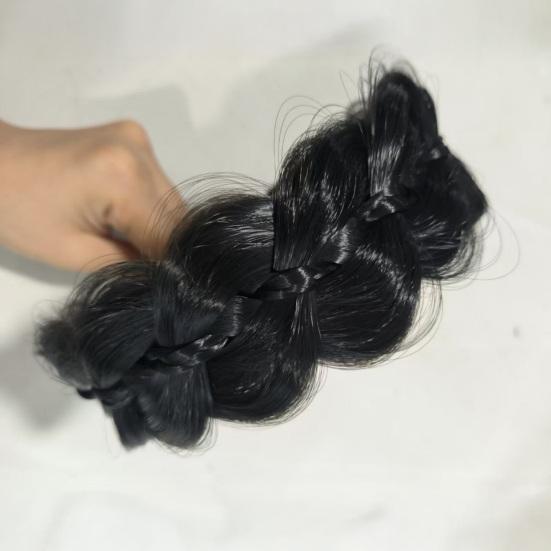 Braided Headband with Teeth Synthetic Heat-Resistant Fibers Realistic Human Hair Headband Secure Hair Fix Hair Hoop