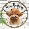 Wooden Welcome Sign with Highland Cattle Design - Rustic Decorative Plaque for Farmhouse, Front Door, Porch, Holiday Decorations