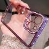 Роскошный прозрачный чехол с покрытием-блестками и стразами для iPhone 17 16 11 14 15 Pro Max Plus, женский силиконовый противоударный чехол