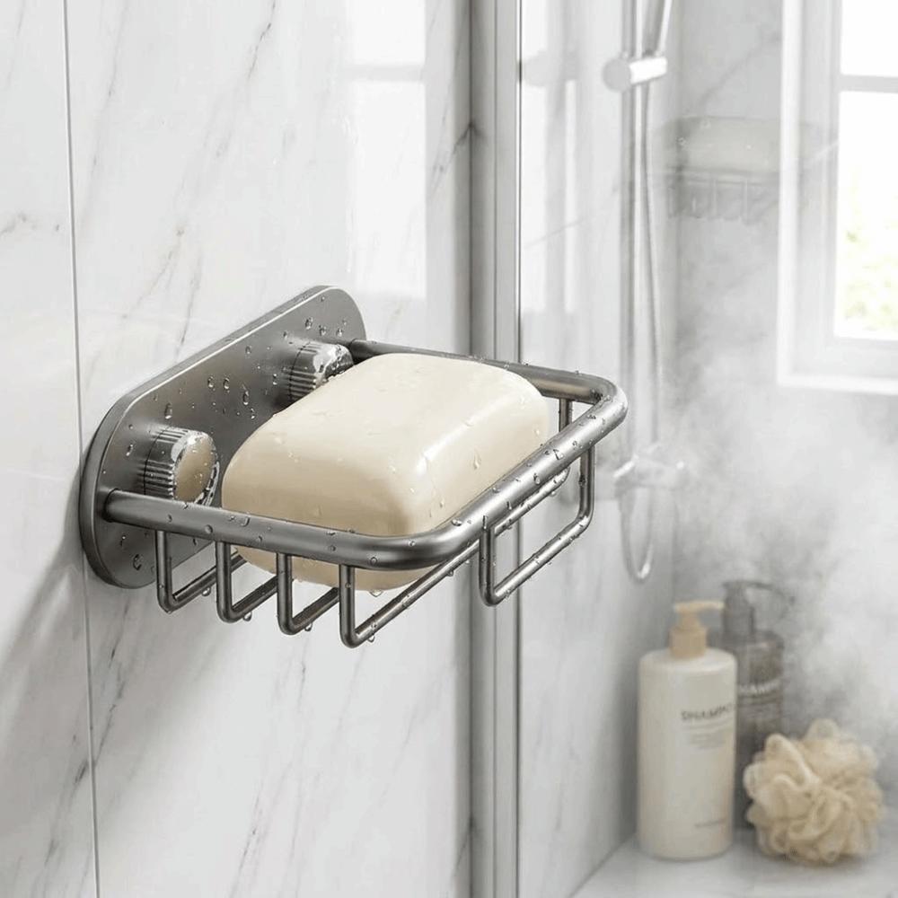 Self Adhesive Wall Mounted Soap Rack Detachable Self-Draining Soap Dish Bathroom Organization