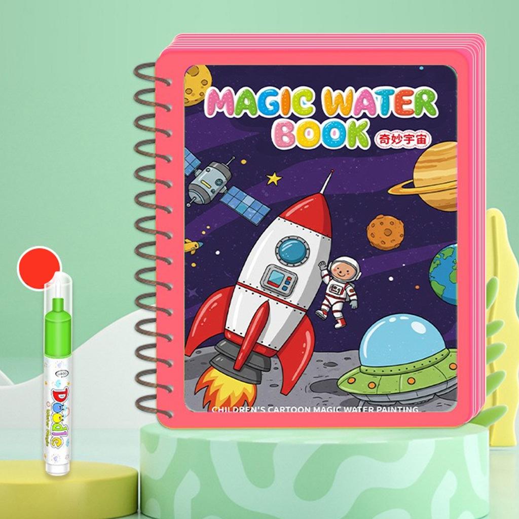 Children Early Educational Water Drawing Book and Water Pen Set Reusable Cartoon Coloring Magic Book for Kids Travel Use