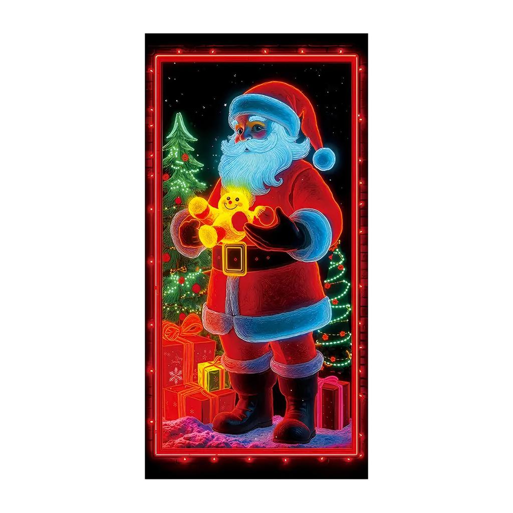 Christmas Fluorescent Door Frame, Door Cover Background, Holiday Party Decoration, Christmas Decoration Hanging Cloth