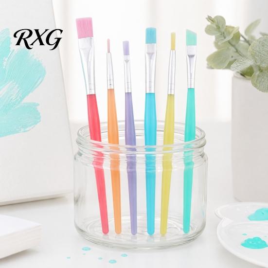Craft Painting Tools 6PCS Paint Brush, with Candy Colored Design, Flexible Nylon Detailing Brushes Bristles for Watercolor Acrylic Oil